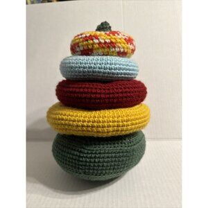 Handmade Stacking Rings Plush Soft Toy Neutral Natural Colors Nursery Decor